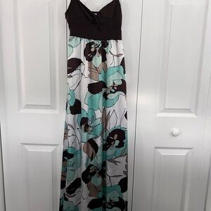 Candie's Black and Turquoise Floral Maxi Dress